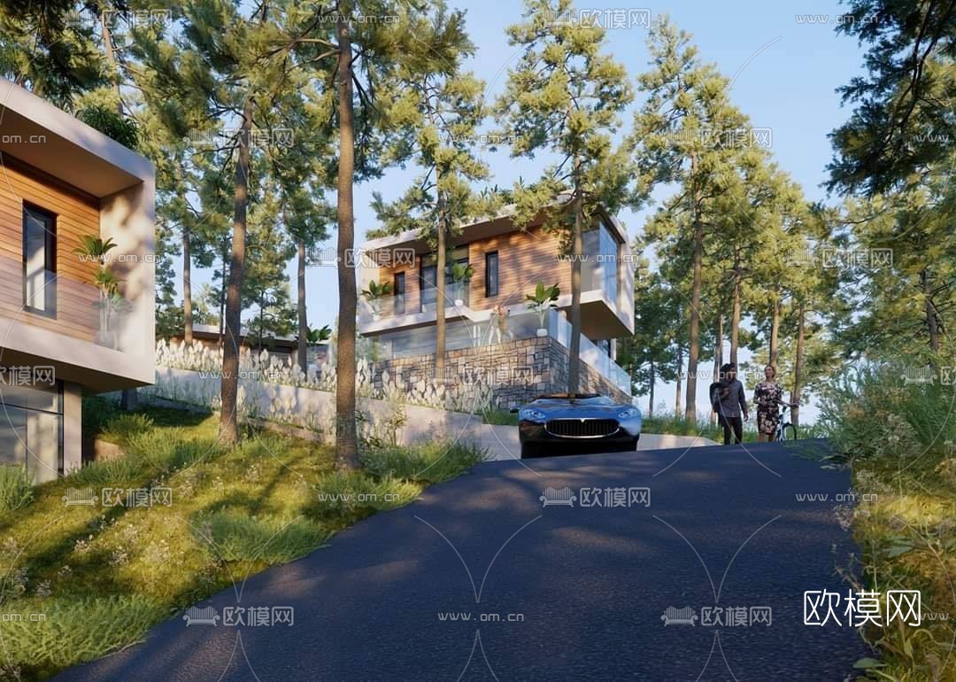 现代度假村别墅建筑su模型下载（渲染图3）