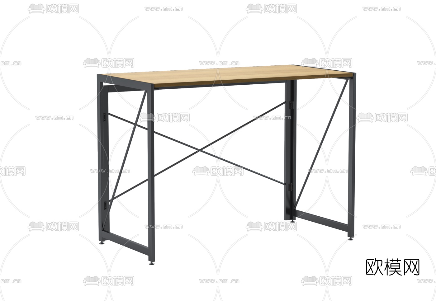 北欧金属书桌椅3d模型下载（渲染图2）