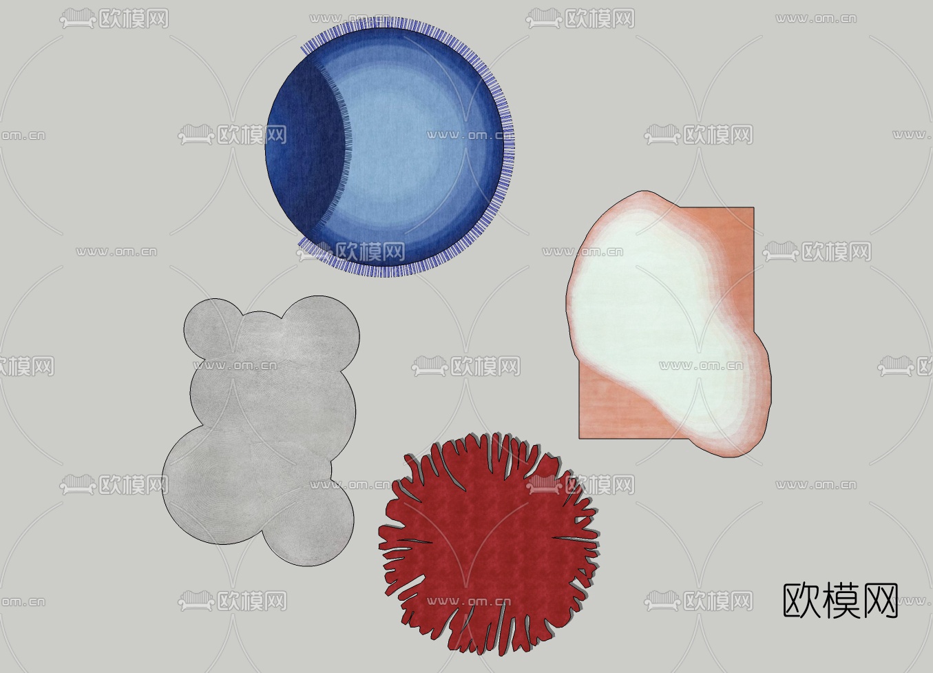 现代艺术地毯su模型下载