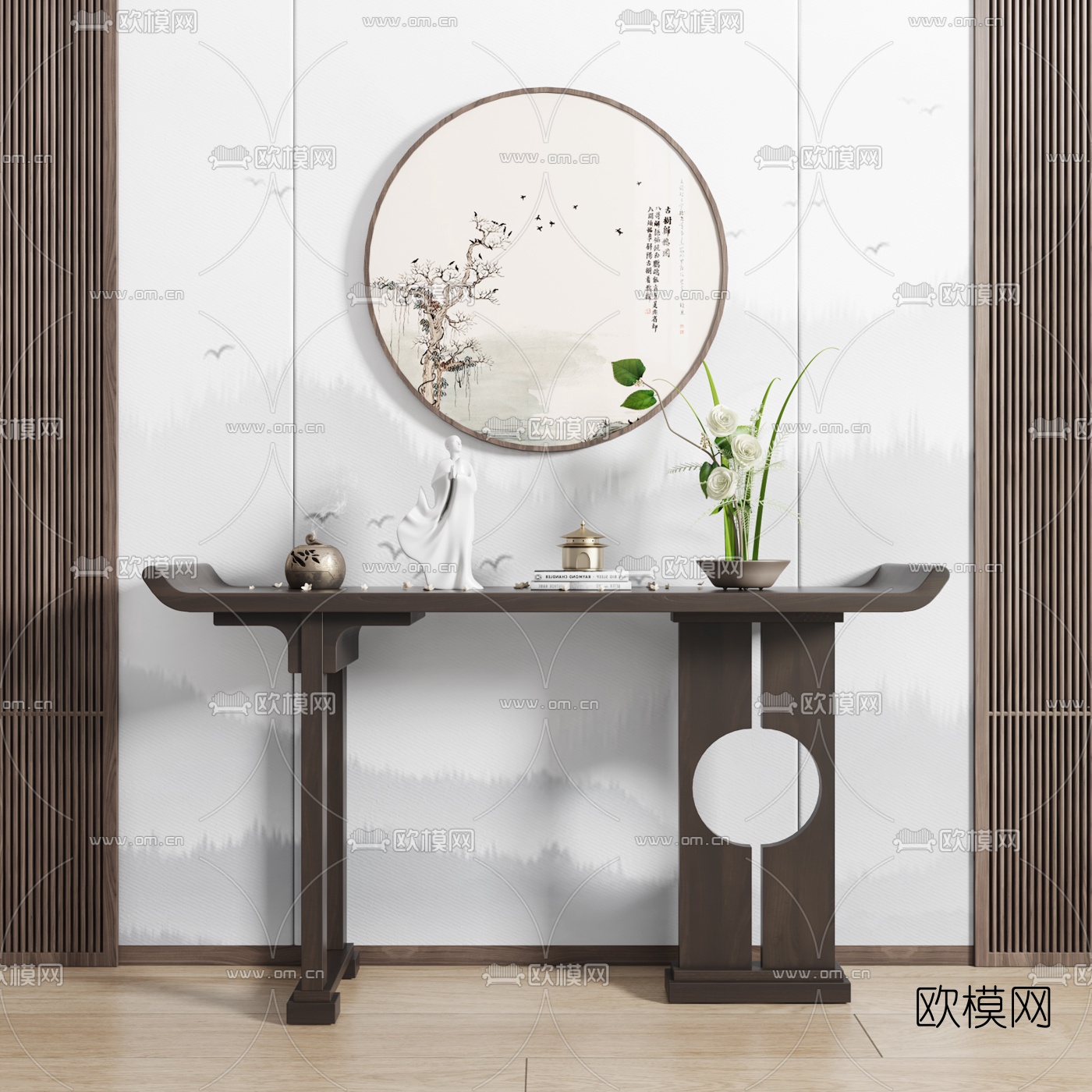 新中式端景条案3d模型