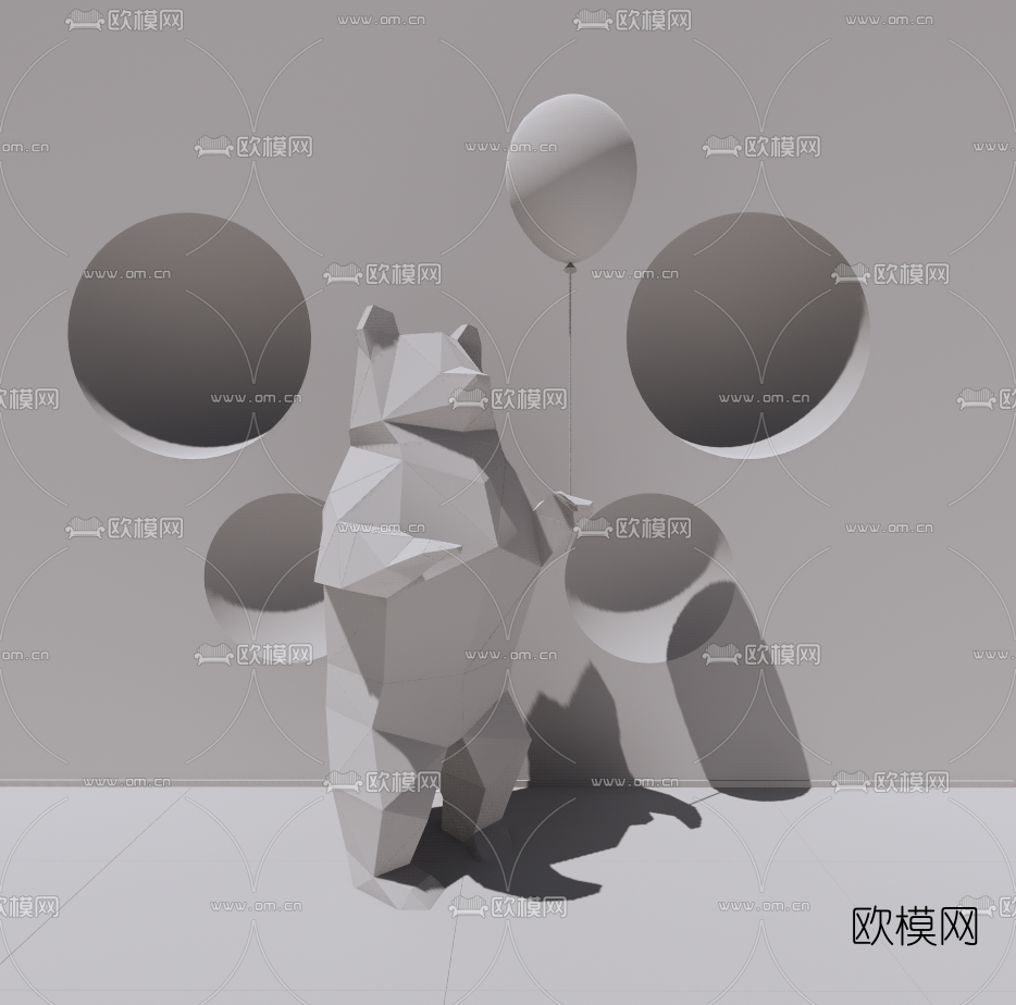 现代几何熊雕塑su模型下载（渲染图3）