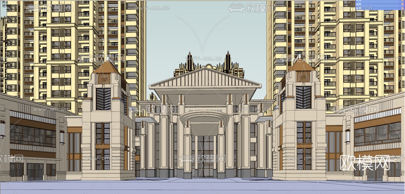 新古典超高层公寓楼su模型下载（渲染图9）