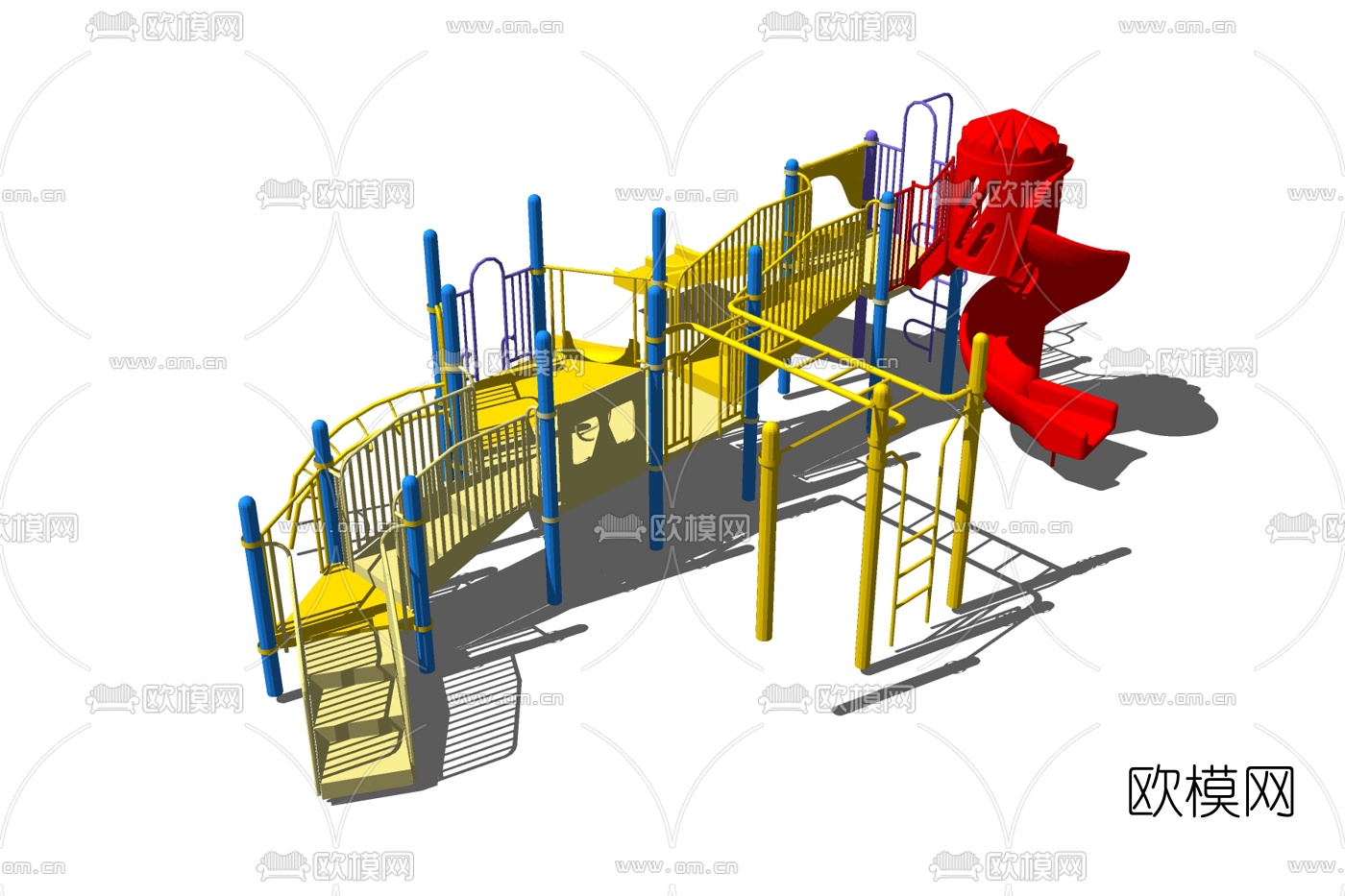 北欧儿童滑梯su模型下载
