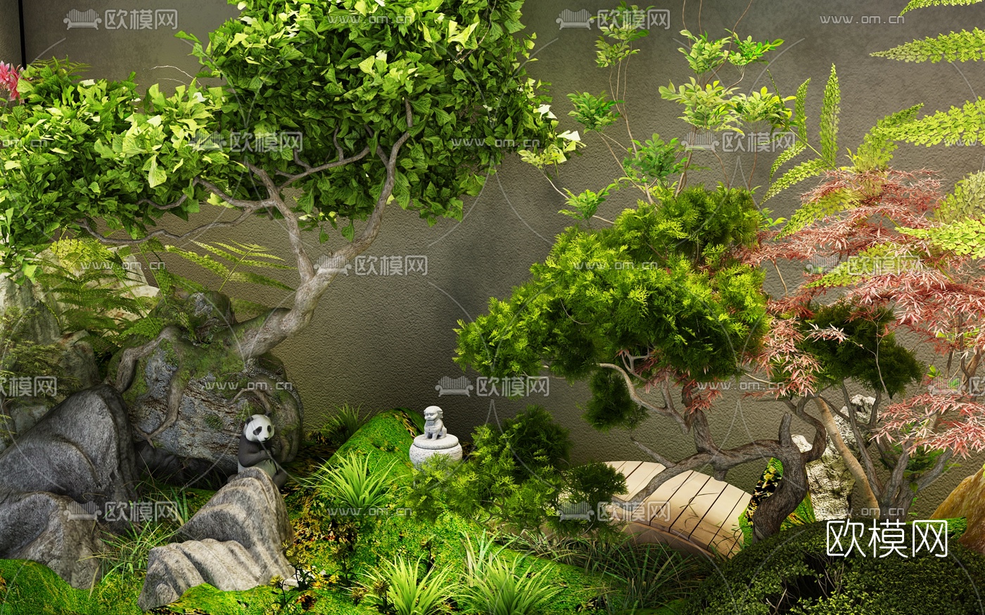 新中式微景观缸摆件3d模型