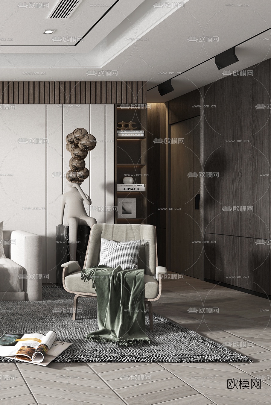 现代客厅3d模型下载（渲染图4）