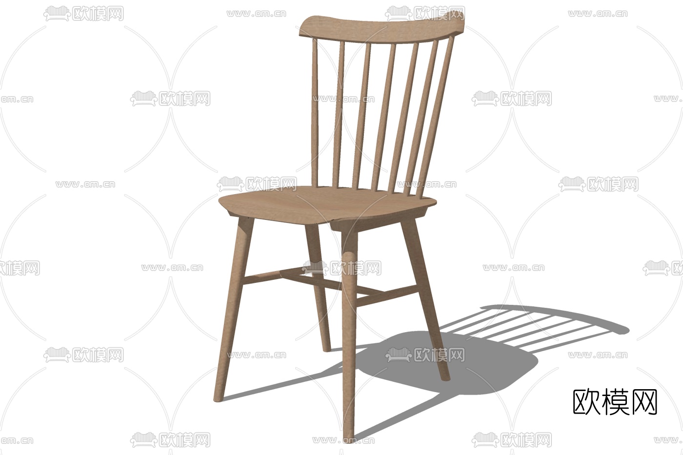 北欧原木单椅su模型下载