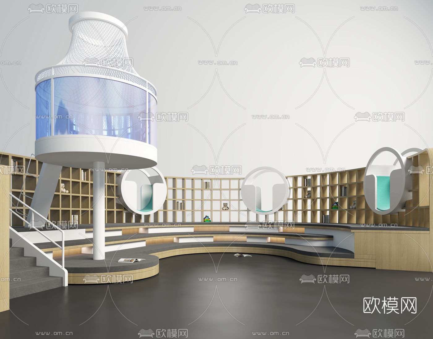 图书馆阅读区3d模型下载