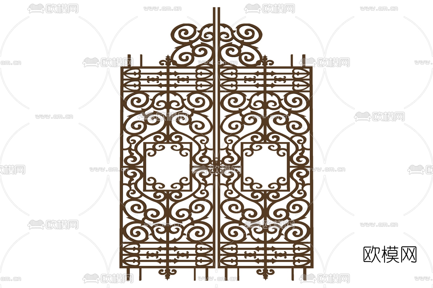 欧式庭院铁艺大门su模型下载