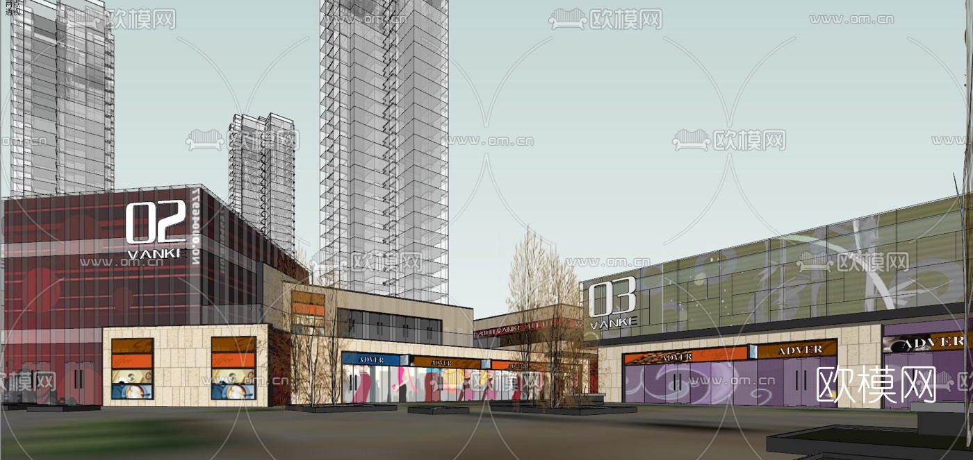 现代购物中心外观su模型下载（渲染图7）