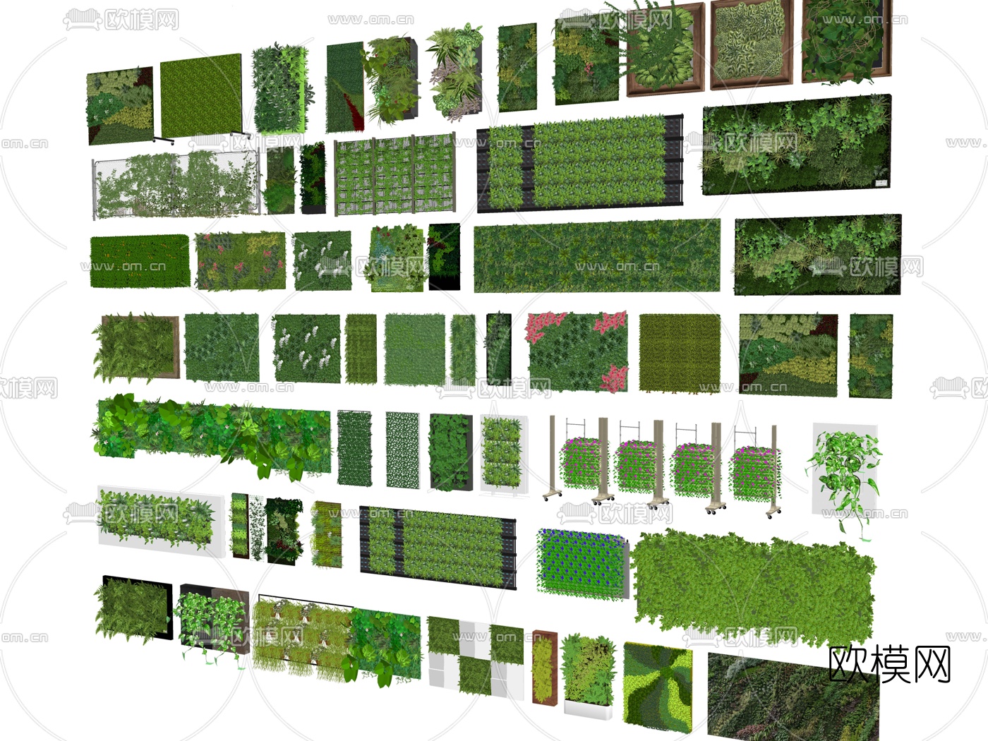 现代绿植墙植物墙su模型下载（渲染图3）