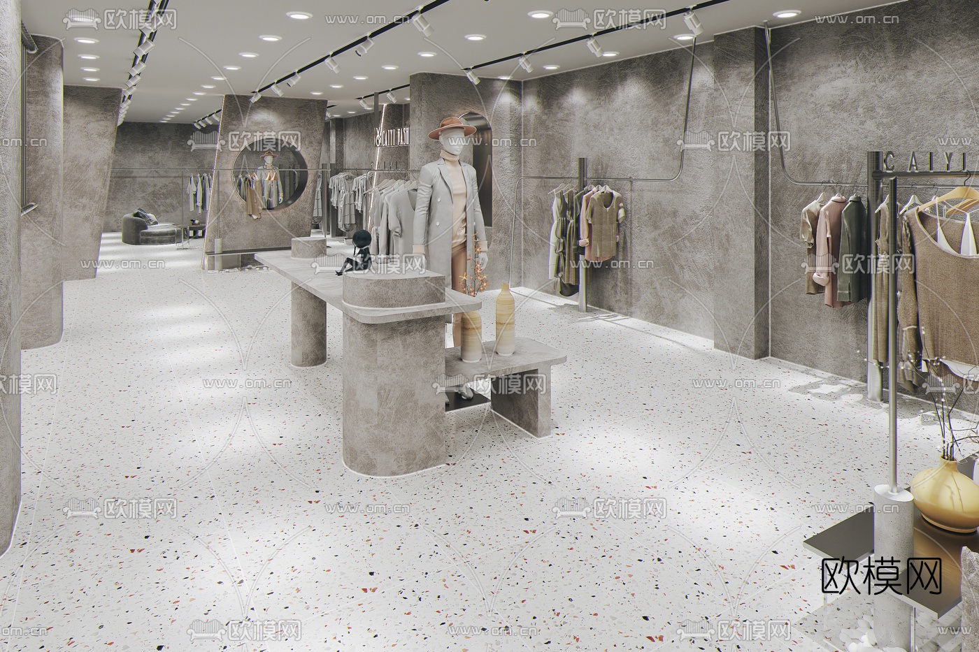 现代侘寂服装店3d模型