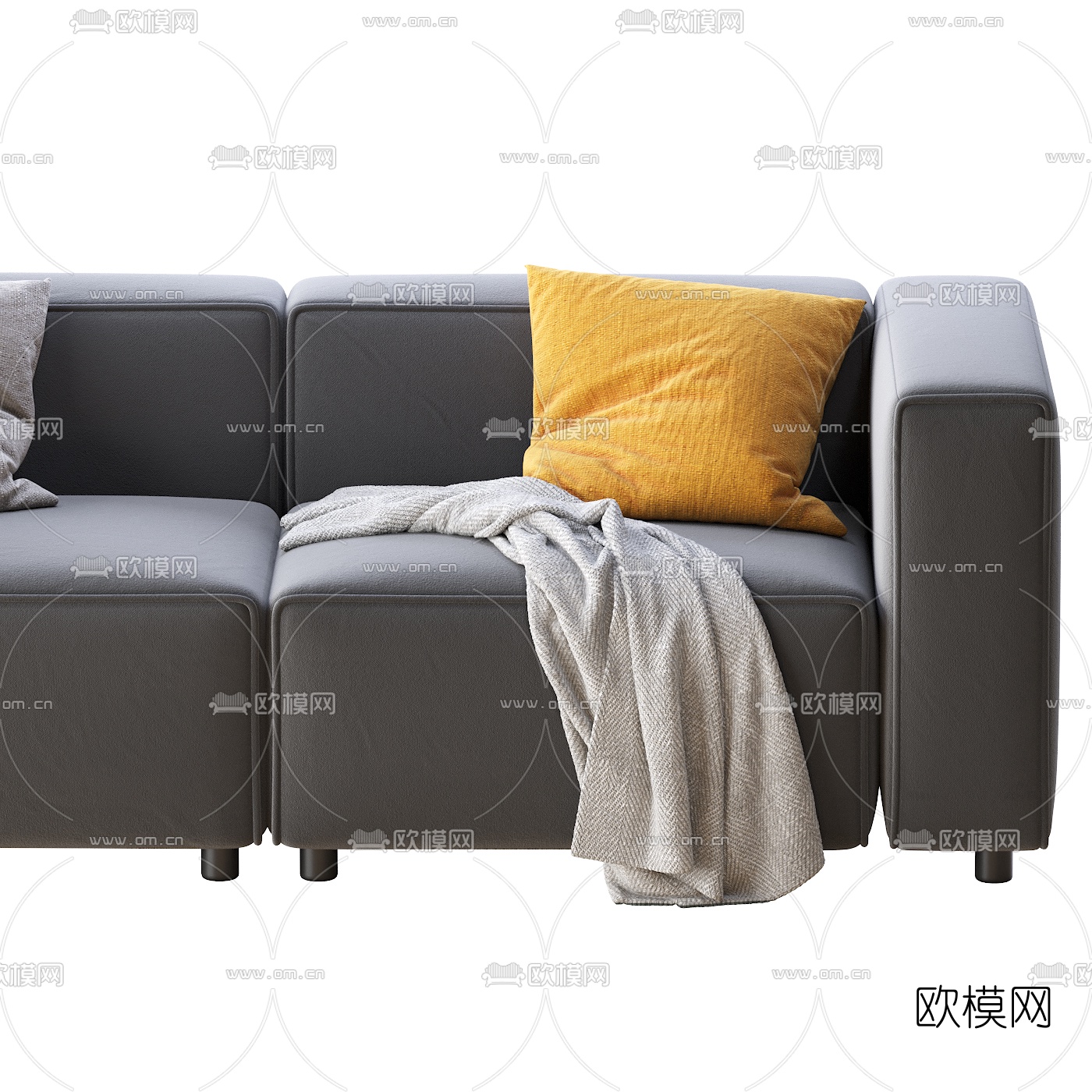 现代布艺双人沙发3d模型下载（渲染图3）