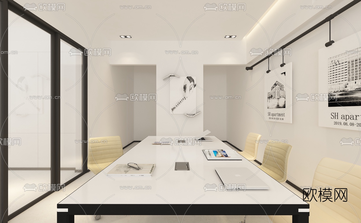 现代办公室免费3d模型下载（渲染图2）