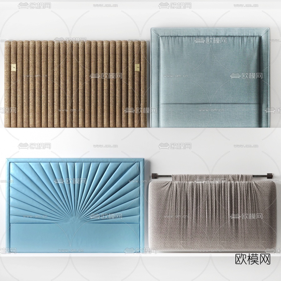 现代床头背景软包3d模型