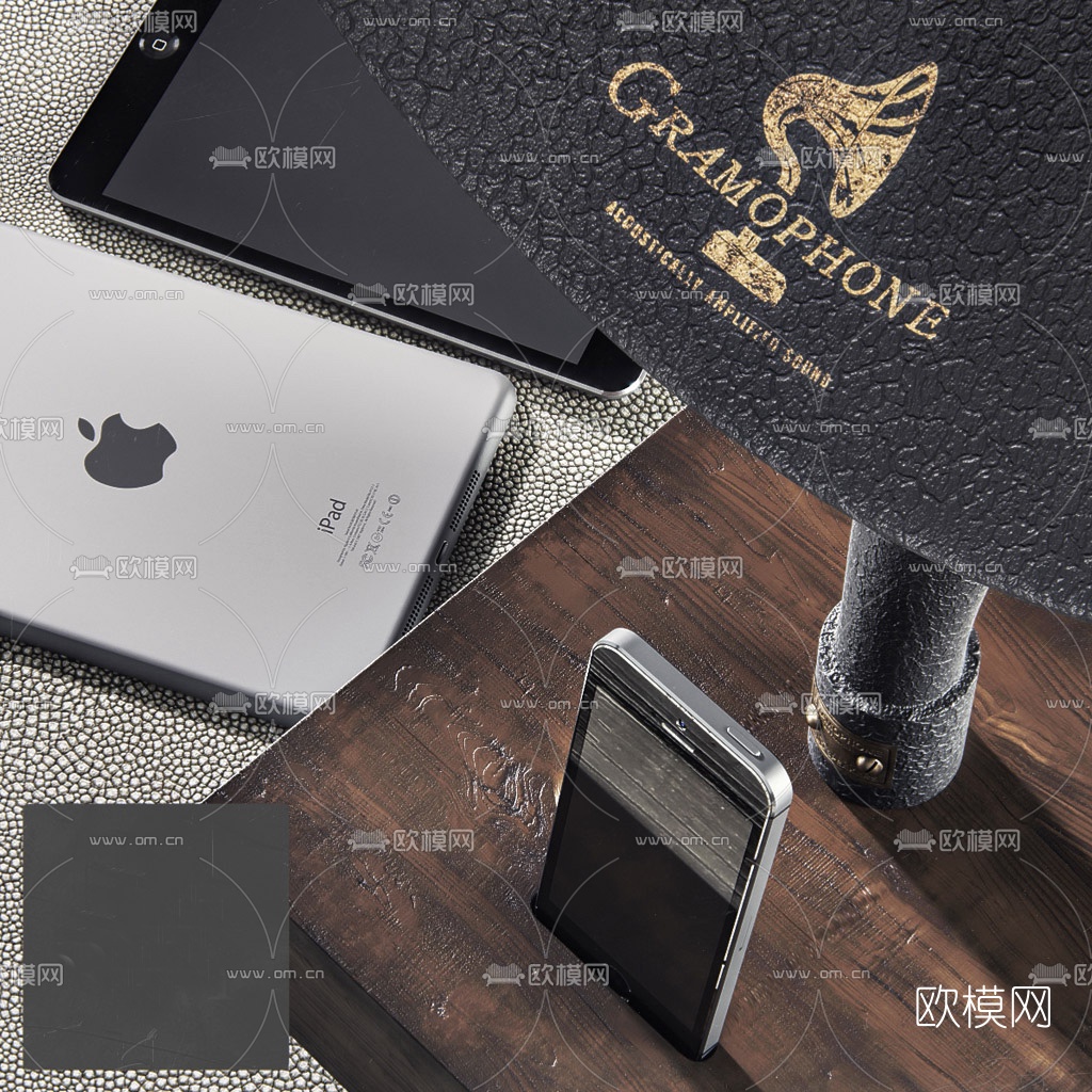 工业风蓝牙留声机音箱3d模型下载（渲染图3）