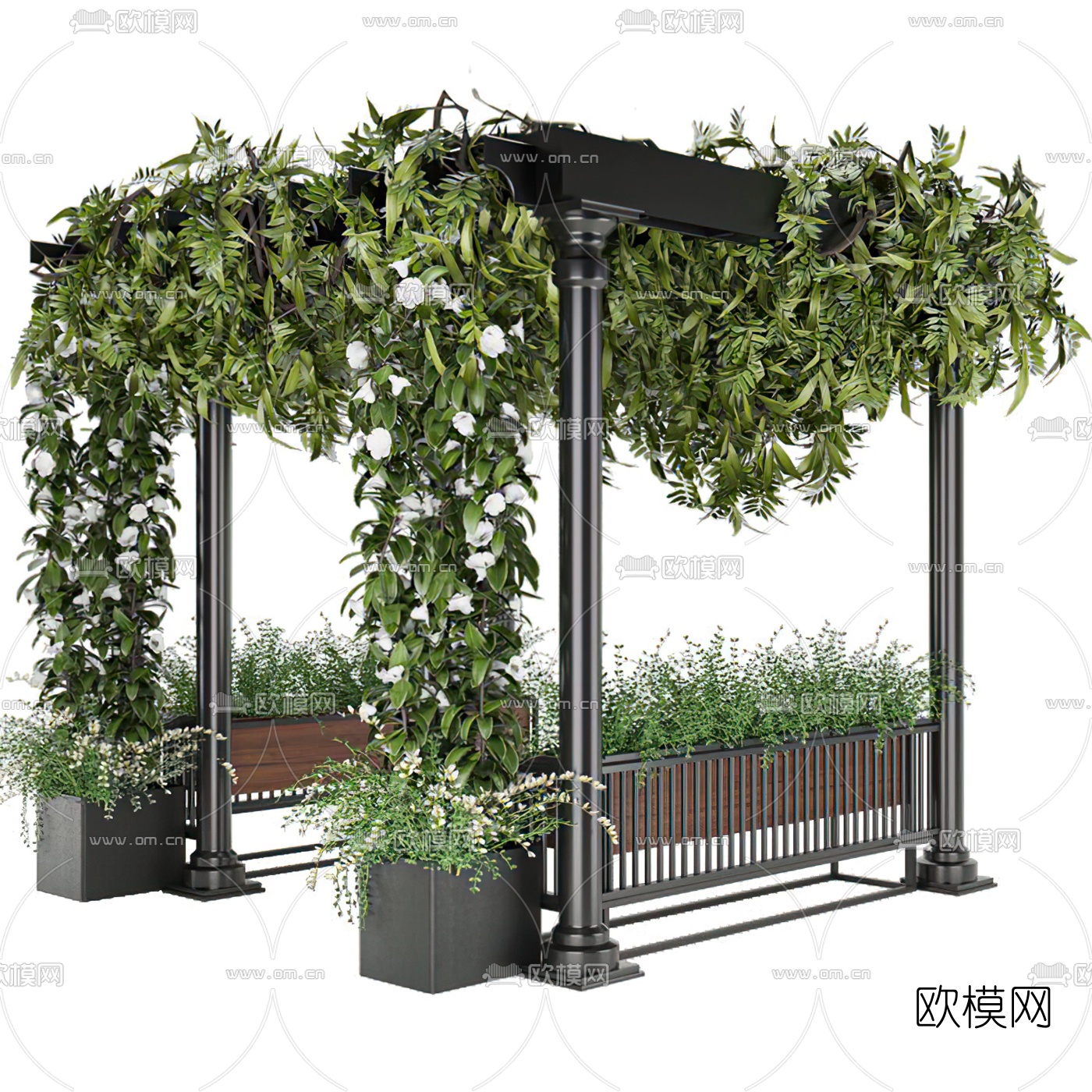 现代绿植藤蔓廊架构件3d模型