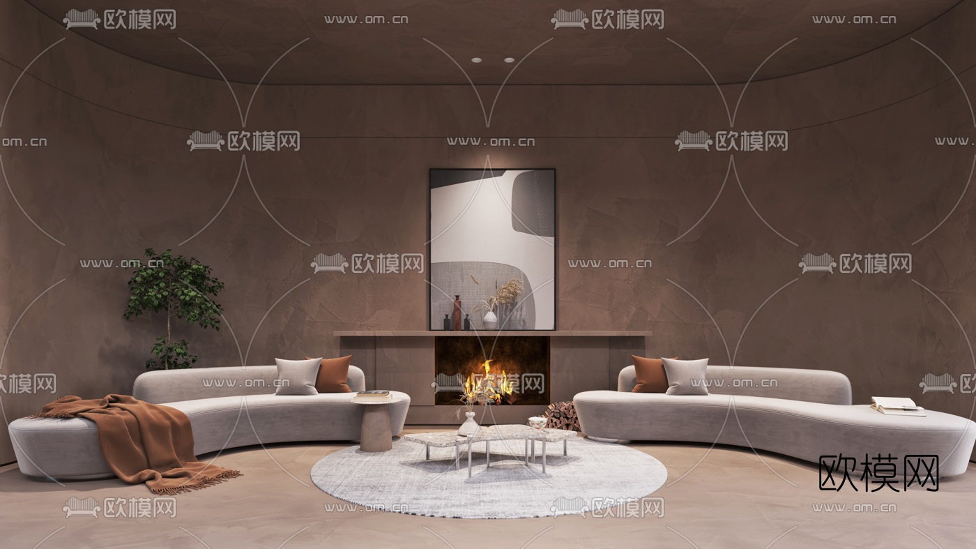 现代民宿酒店客房套房3d模型