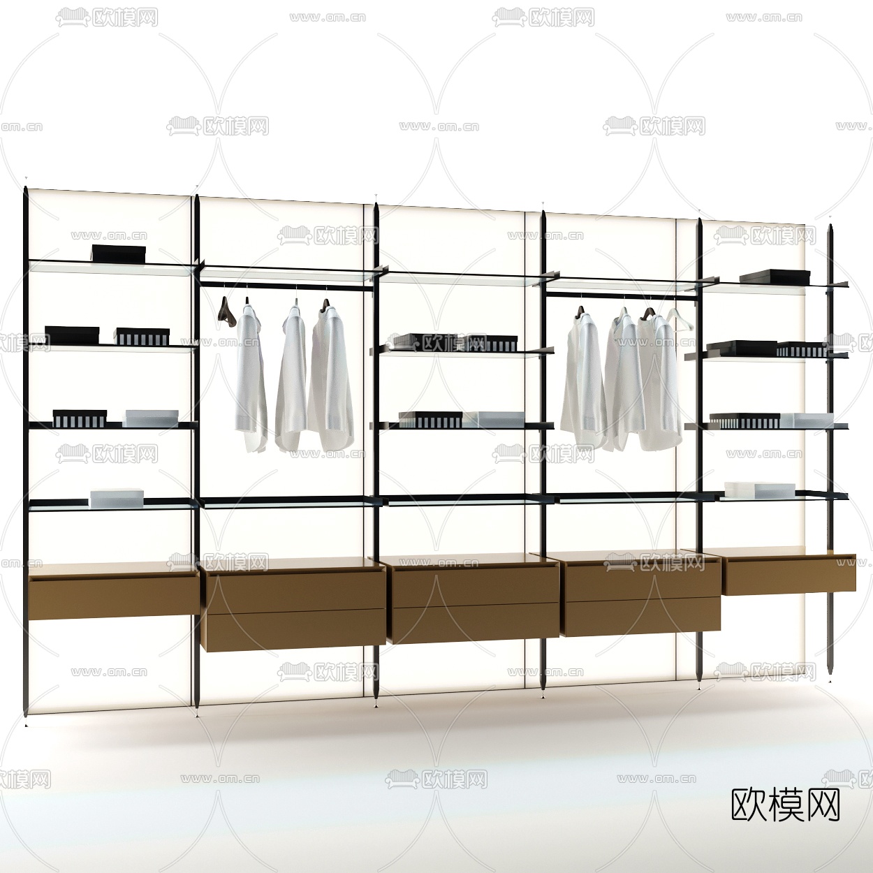现代无门衣柜3d模型下载（渲染图3）