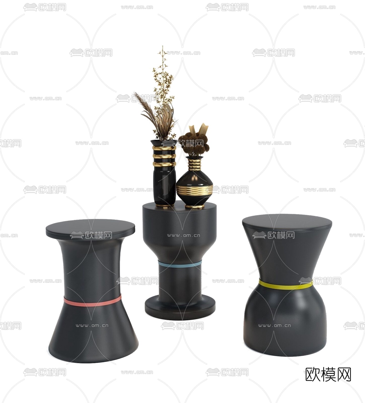现代角几圆几3d模型