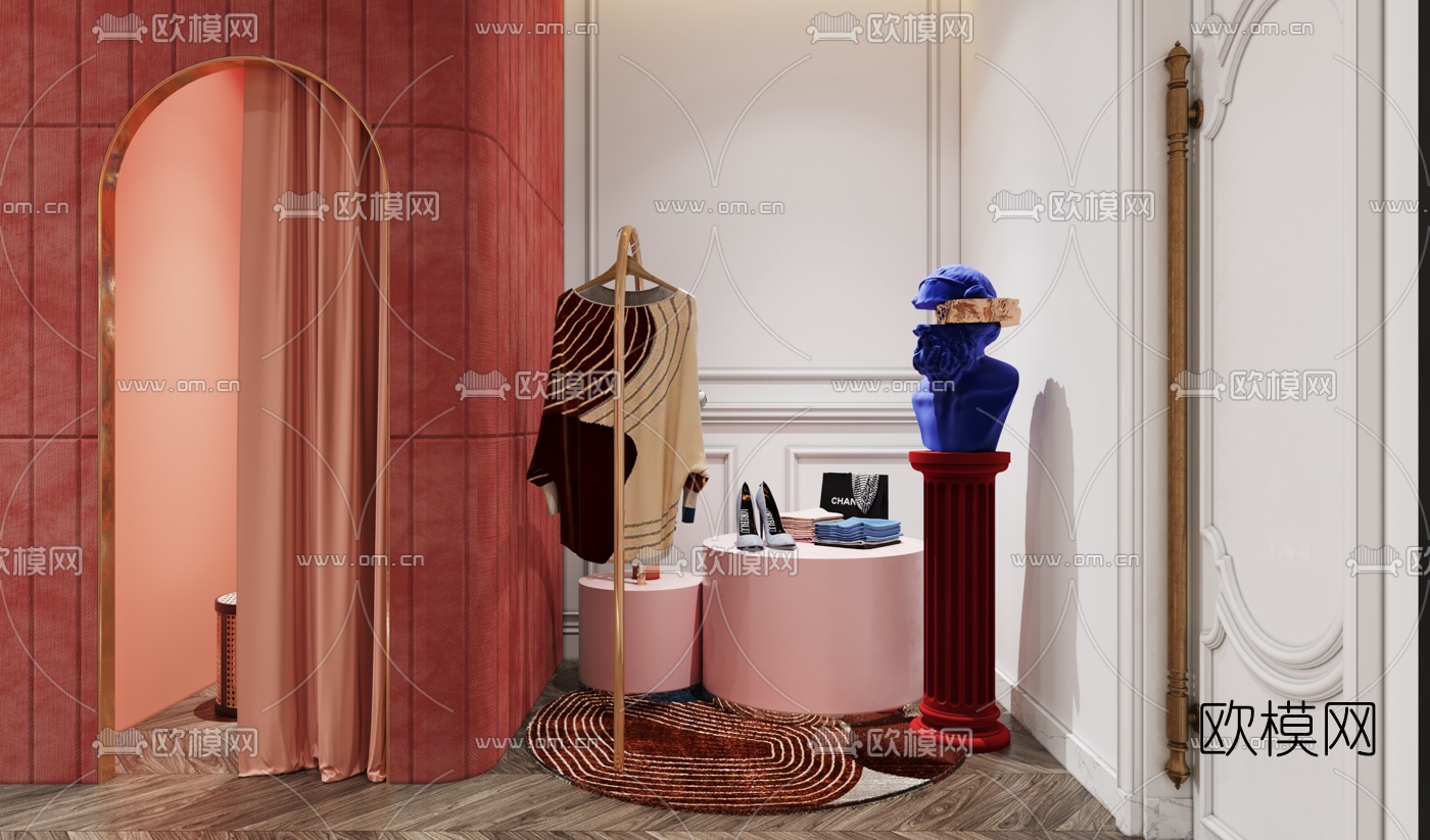 简欧服装店更衣室3d模型