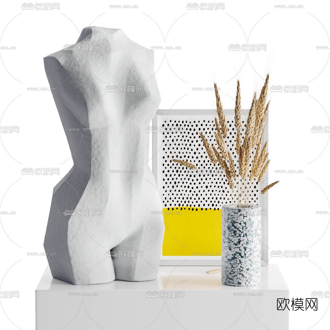 现代麦穗雕塑饰品摆件3d模型