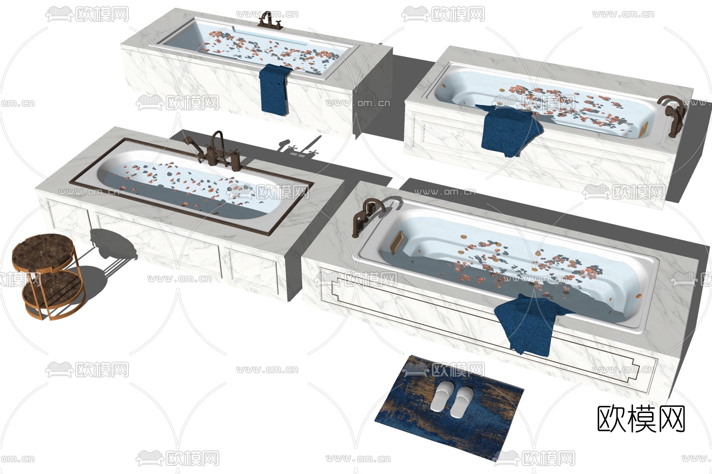 现代浴缸su模型下载