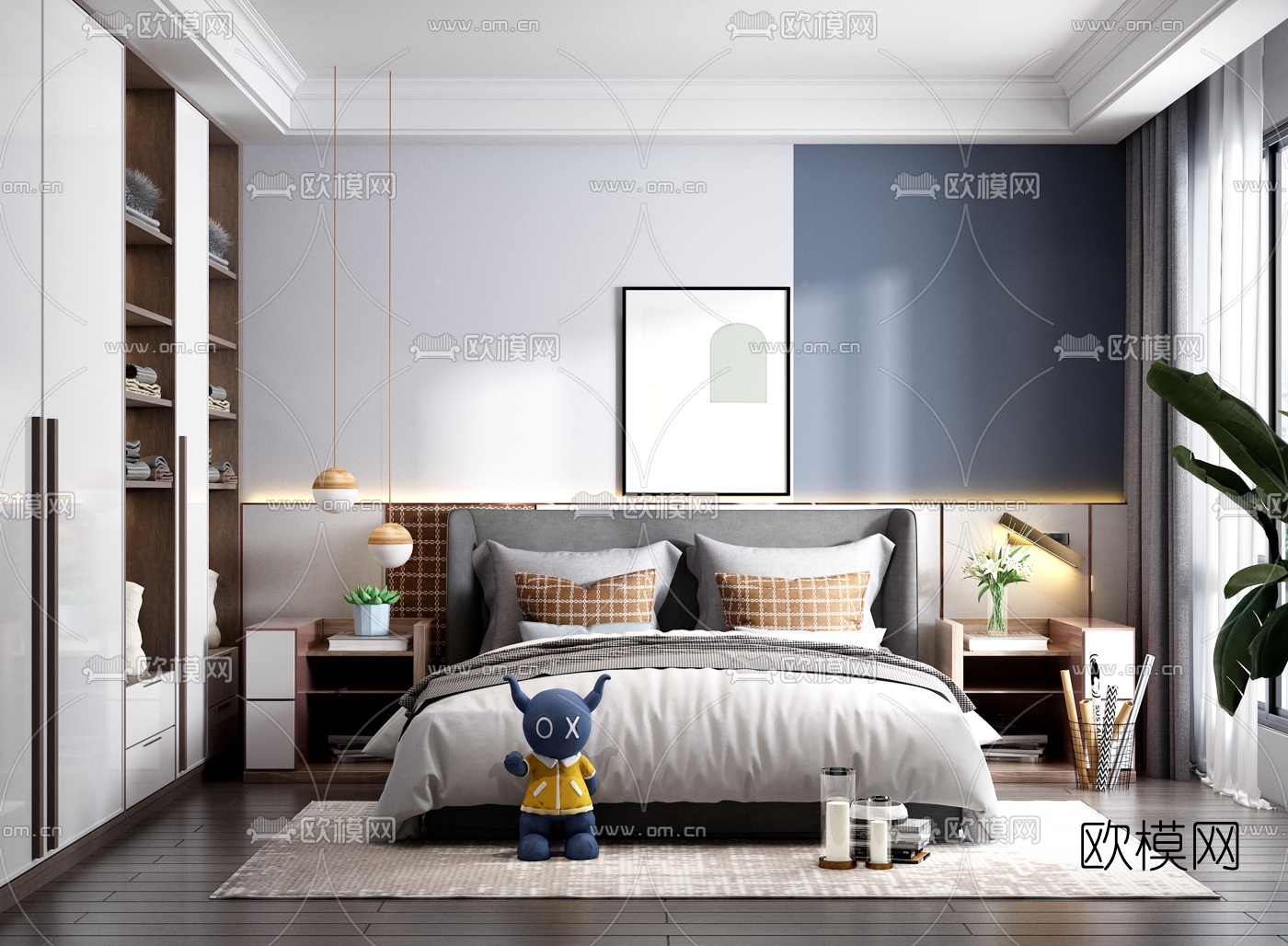 现代简约卧室3d模型
