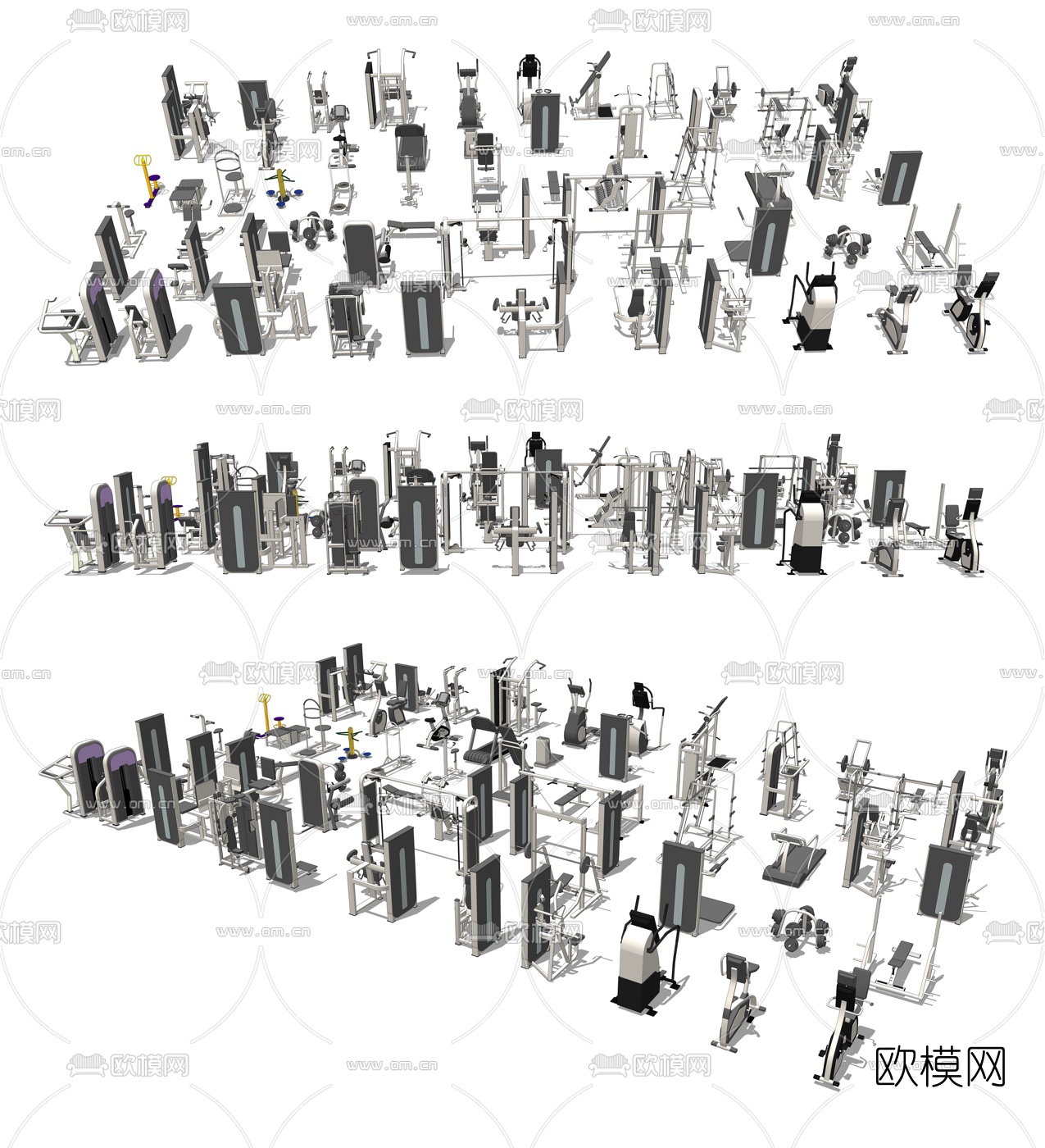 现代健身器材su模型下载
