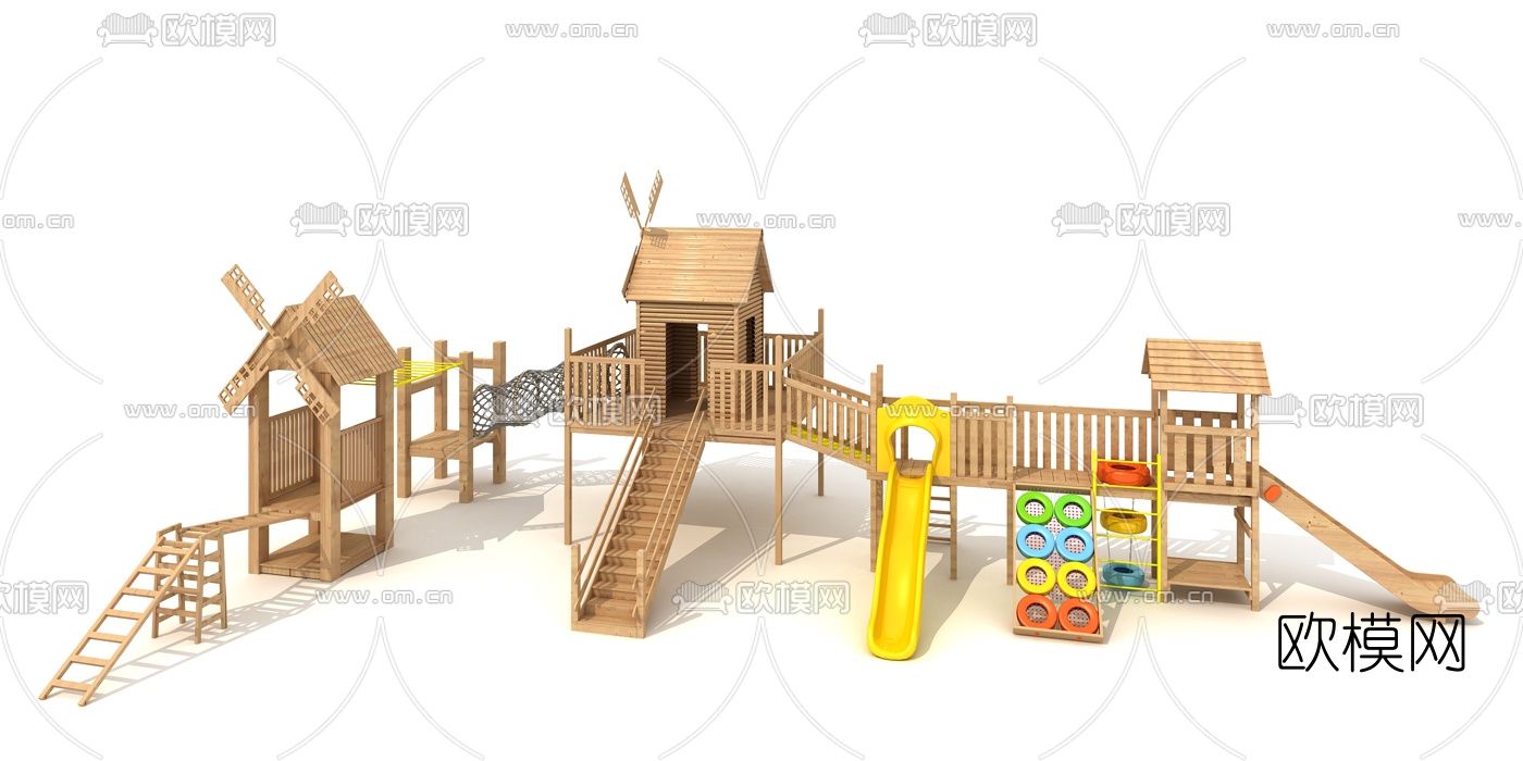 现代儿童滑梯游乐设备3d模型下载