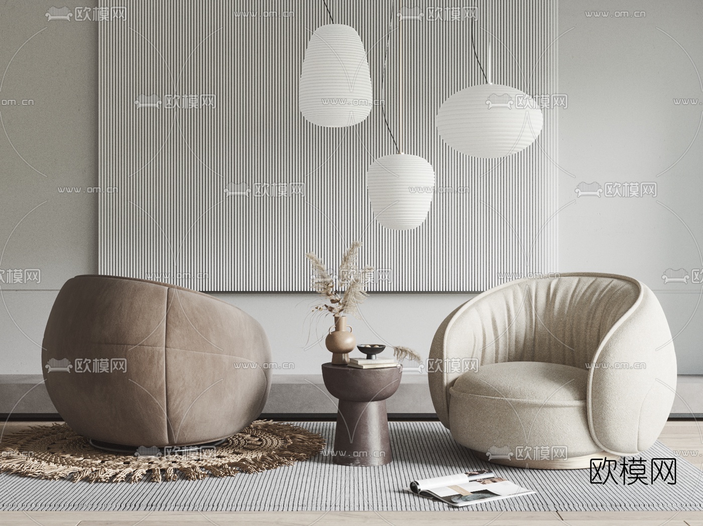 BAXTER 现代布艺休闲沙发3d模型下载