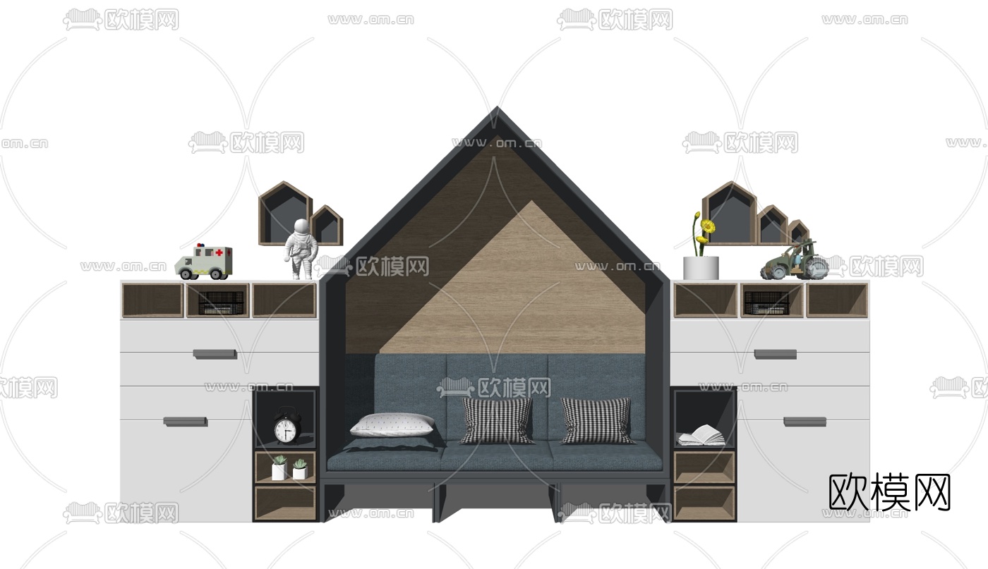 现代儿童沙发装饰画su模型下载