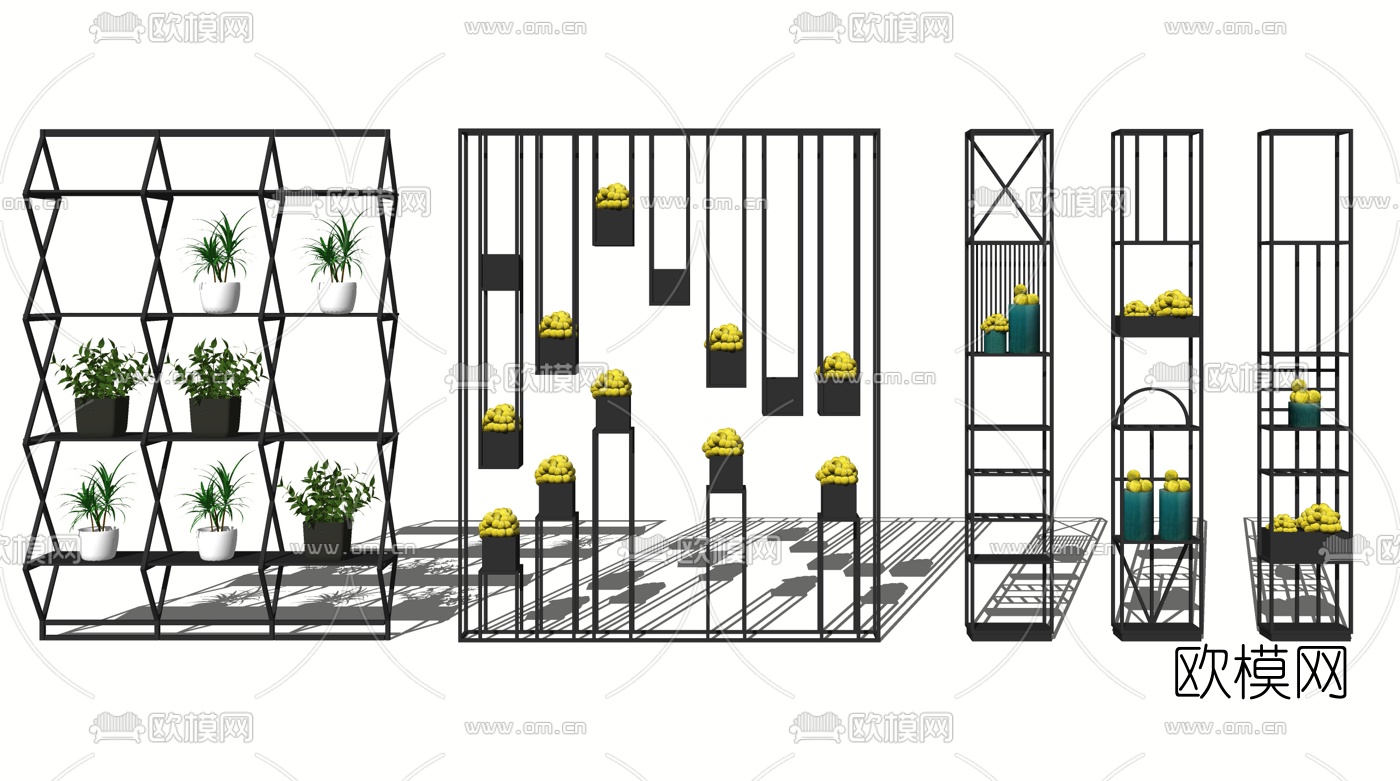 现代花架su模型下载（渲染图2）