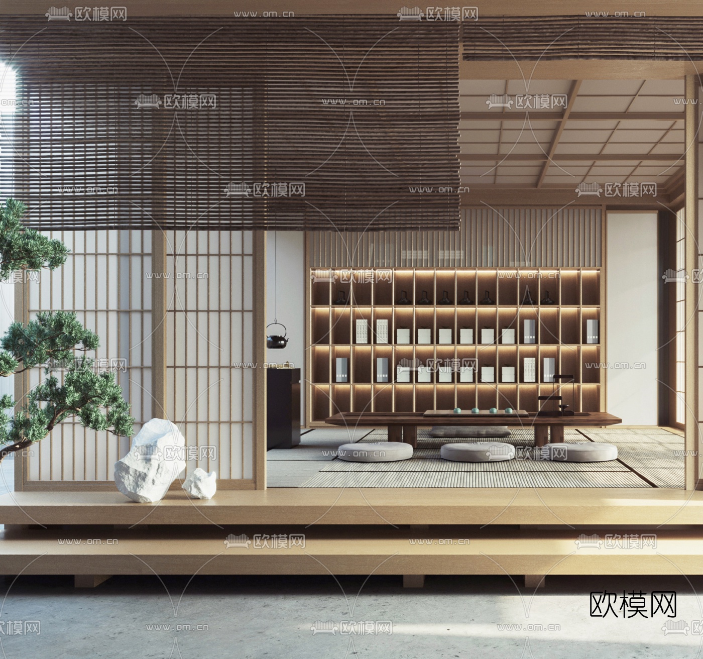 日式榻榻米茶室3d模型