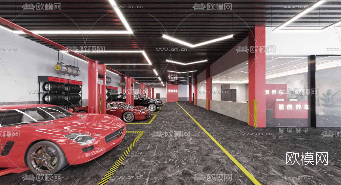 现代汽车维修厂cr全景3d模型