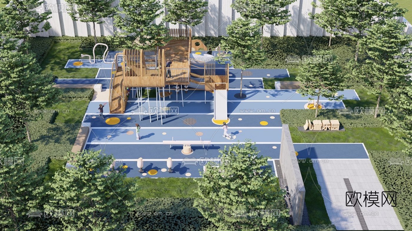 现代滑梯儿童区su模型下载（渲染图1）