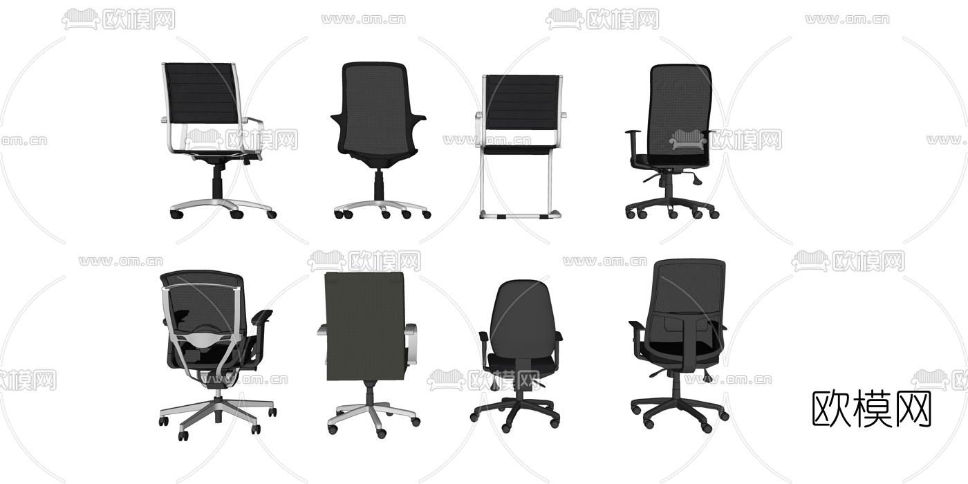 现代网布办公椅su模型下载（渲染图2）