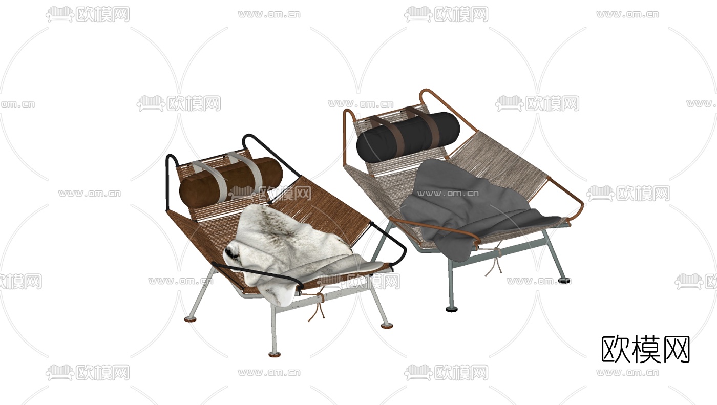 现代藤编休闲沙发su模型下载（渲染图2）