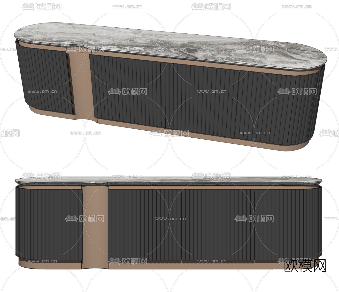 现代轻奢电视柜su模型下载