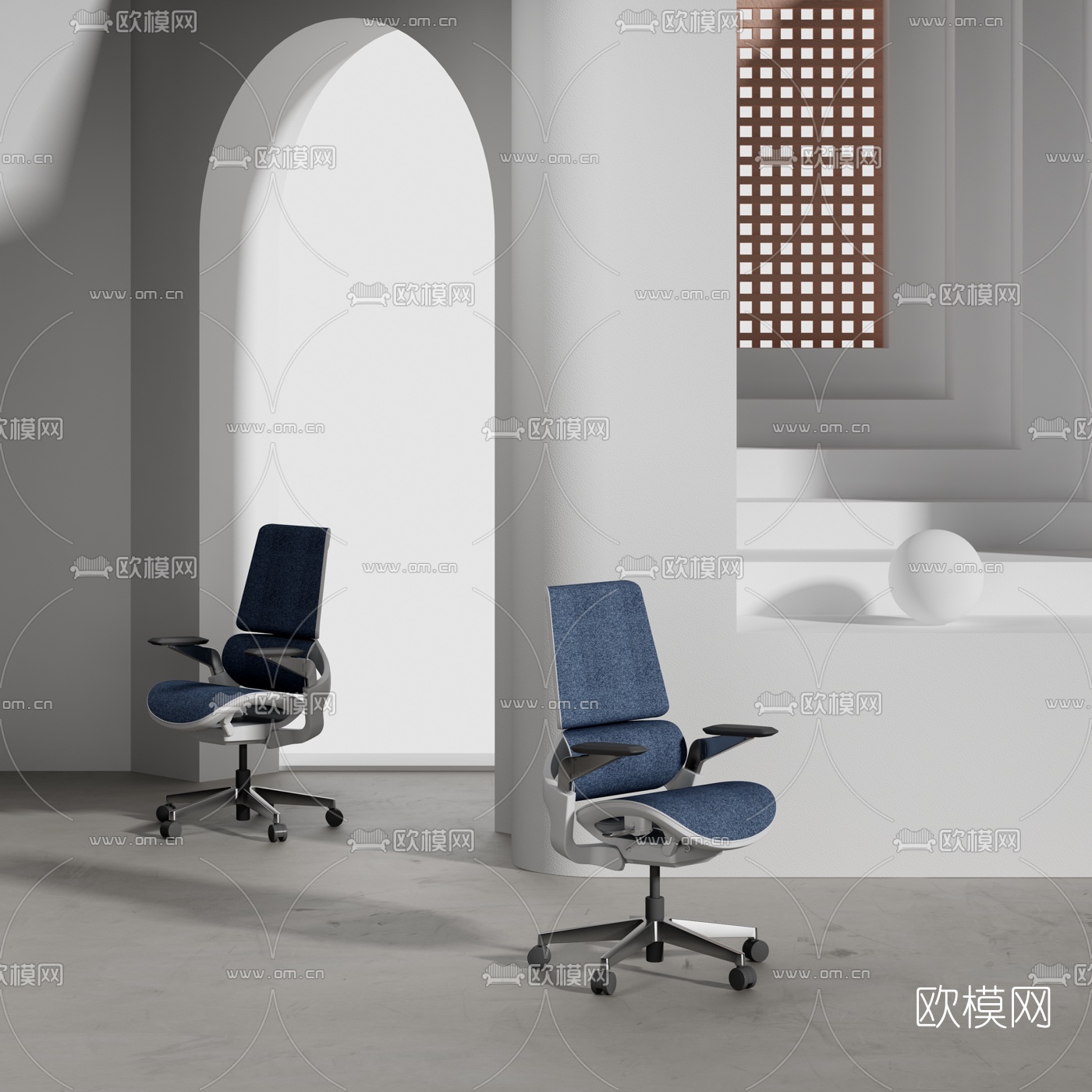 现代办公椅3d模型下载（渲染图1）