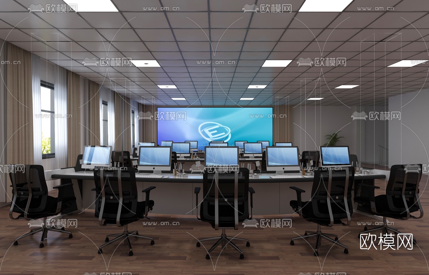 现代指挥中心免费3d模型下载