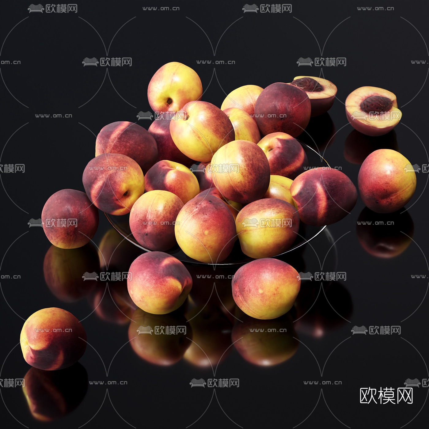 现代油桃水果3d模型下载（渲染图3）