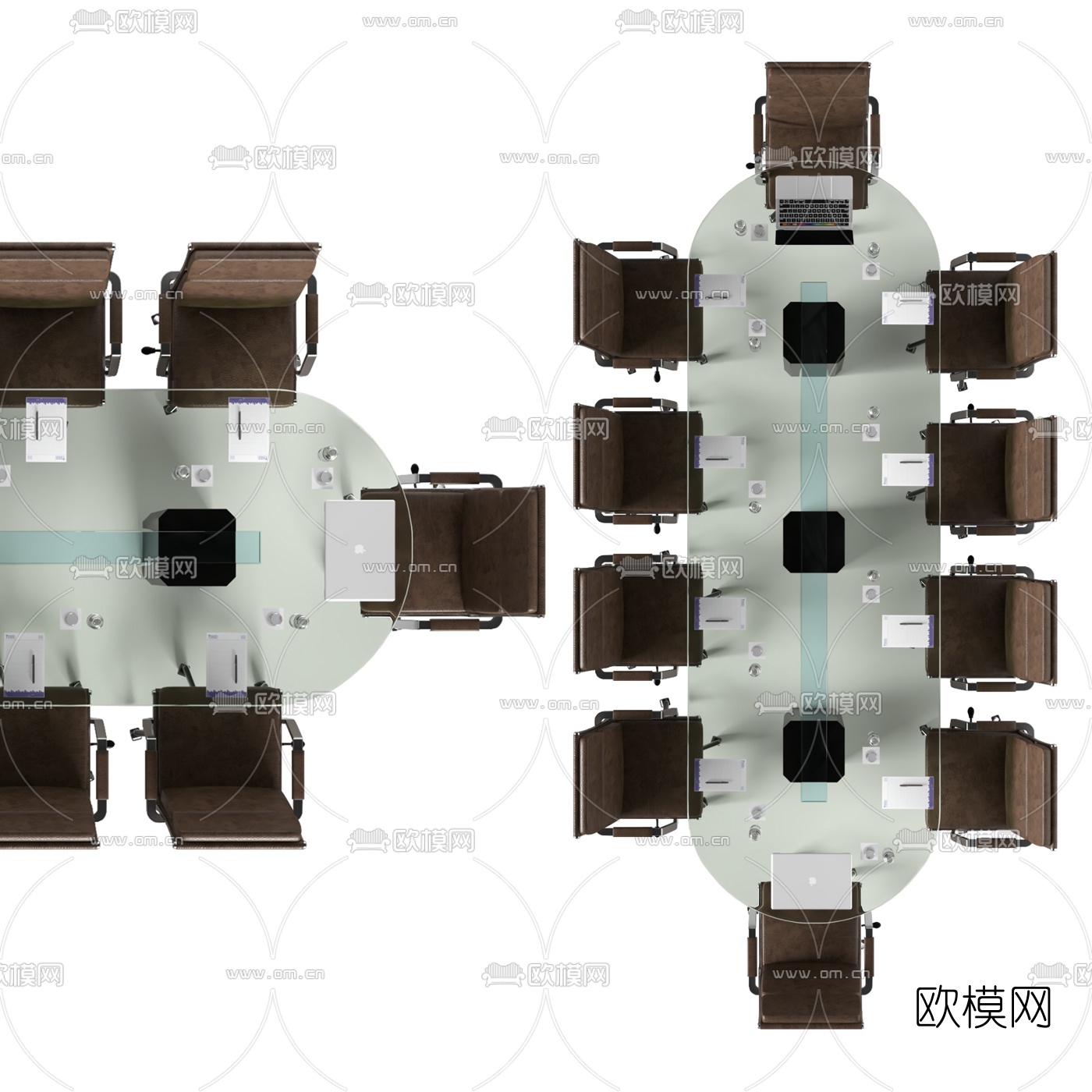 现代玻璃会议桌椅3d模型