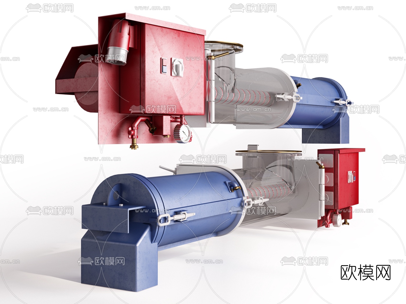 现代工业设备过滤器管道3d模型下载