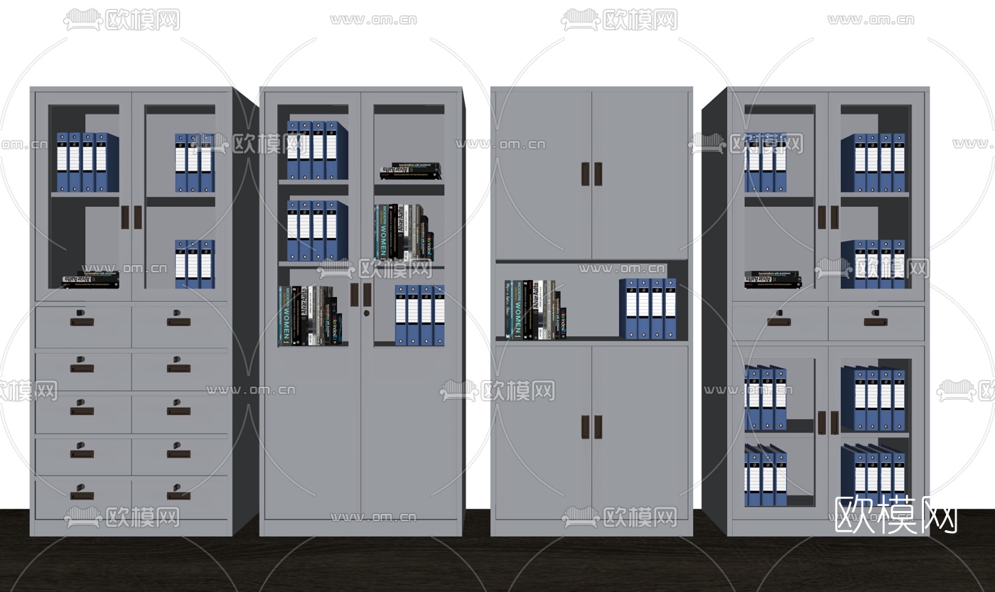 现代办公文件柜su模型下载