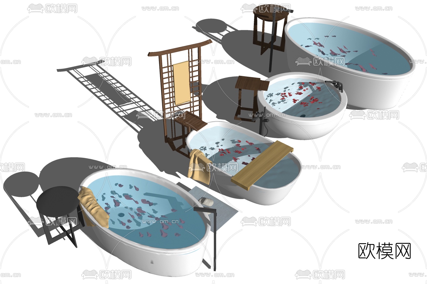 现代浴缸su模型