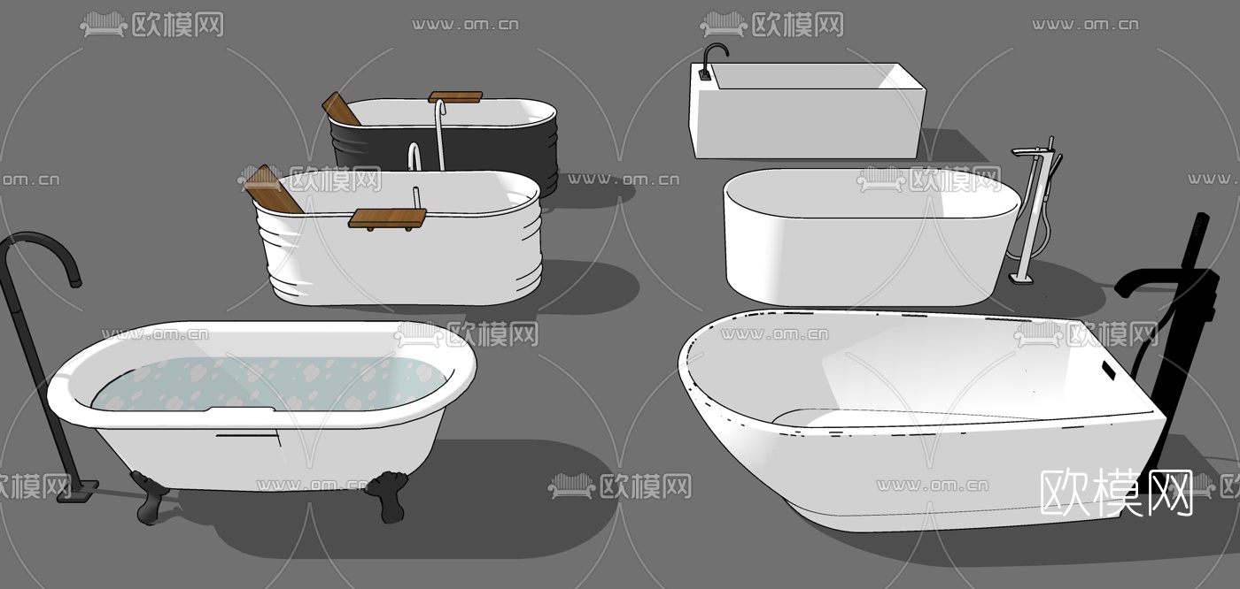 现代浴缸su模型下载
