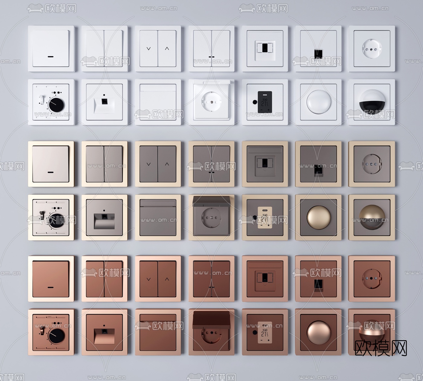 现代开关插座面板3d模型下载