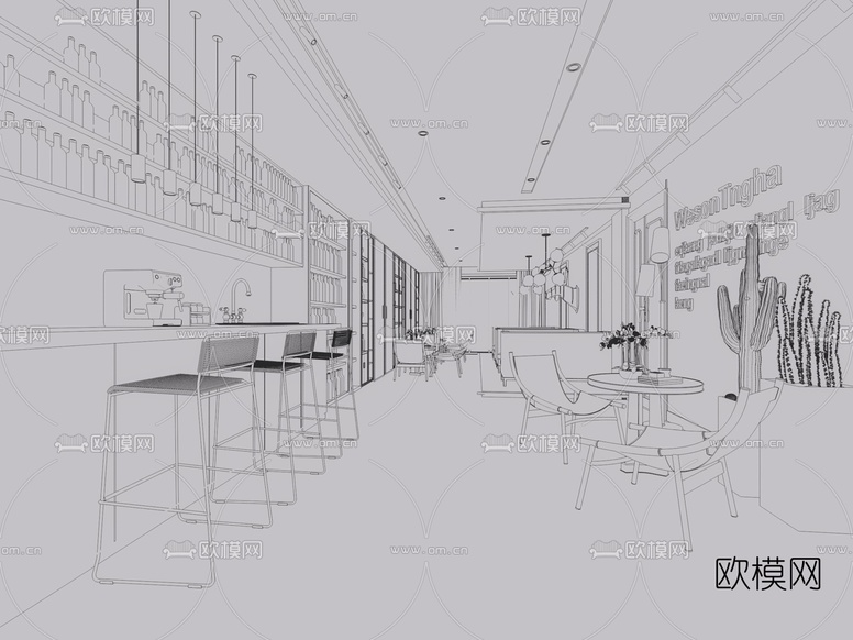 现代酒吧3d模型下载(渲染图2)