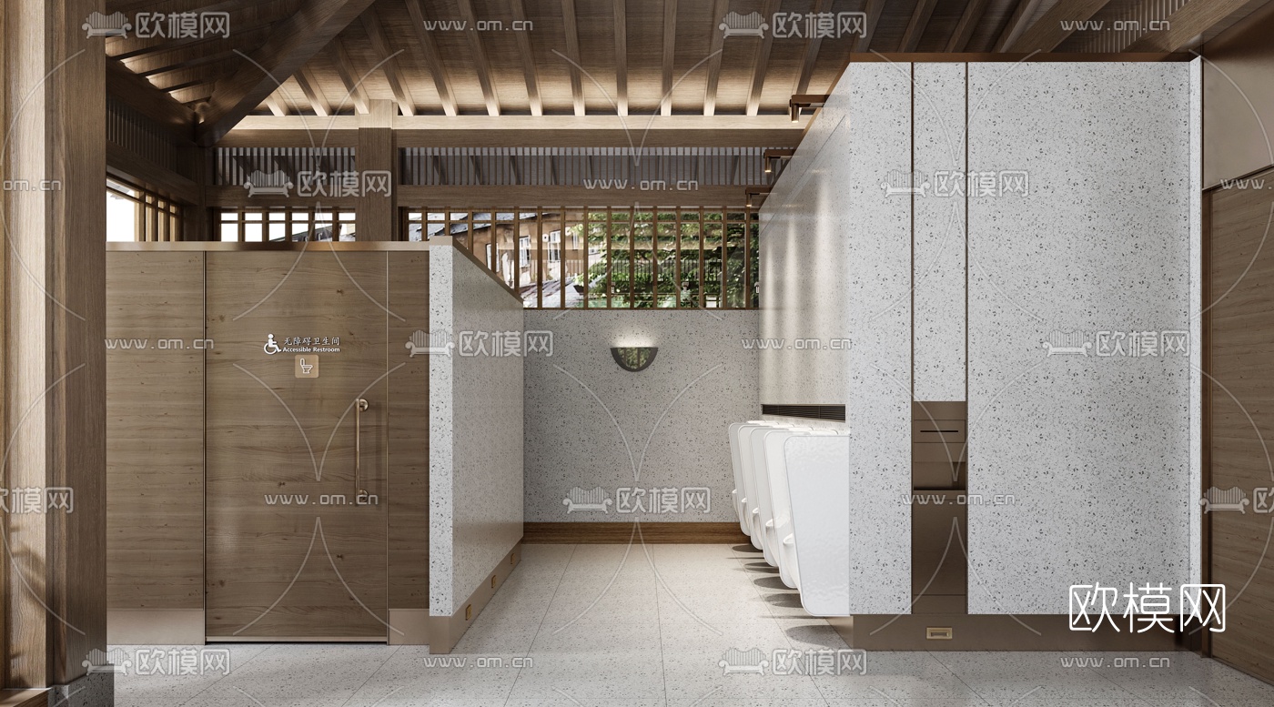 新中式公共卫生间3d模型