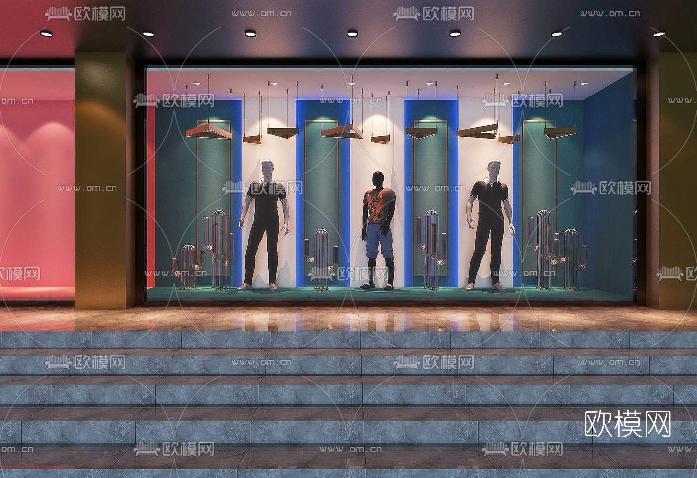 现代服装店橱窗免费3d模型下载